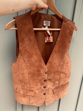 VINTAGE western brown suede leather vest size unisex medium